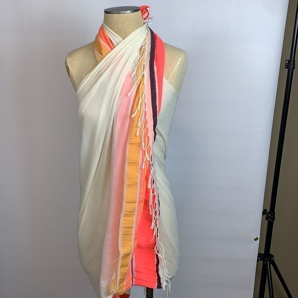 Merona Mexican-themed gauzy scarf, sarong, wrap with fringe